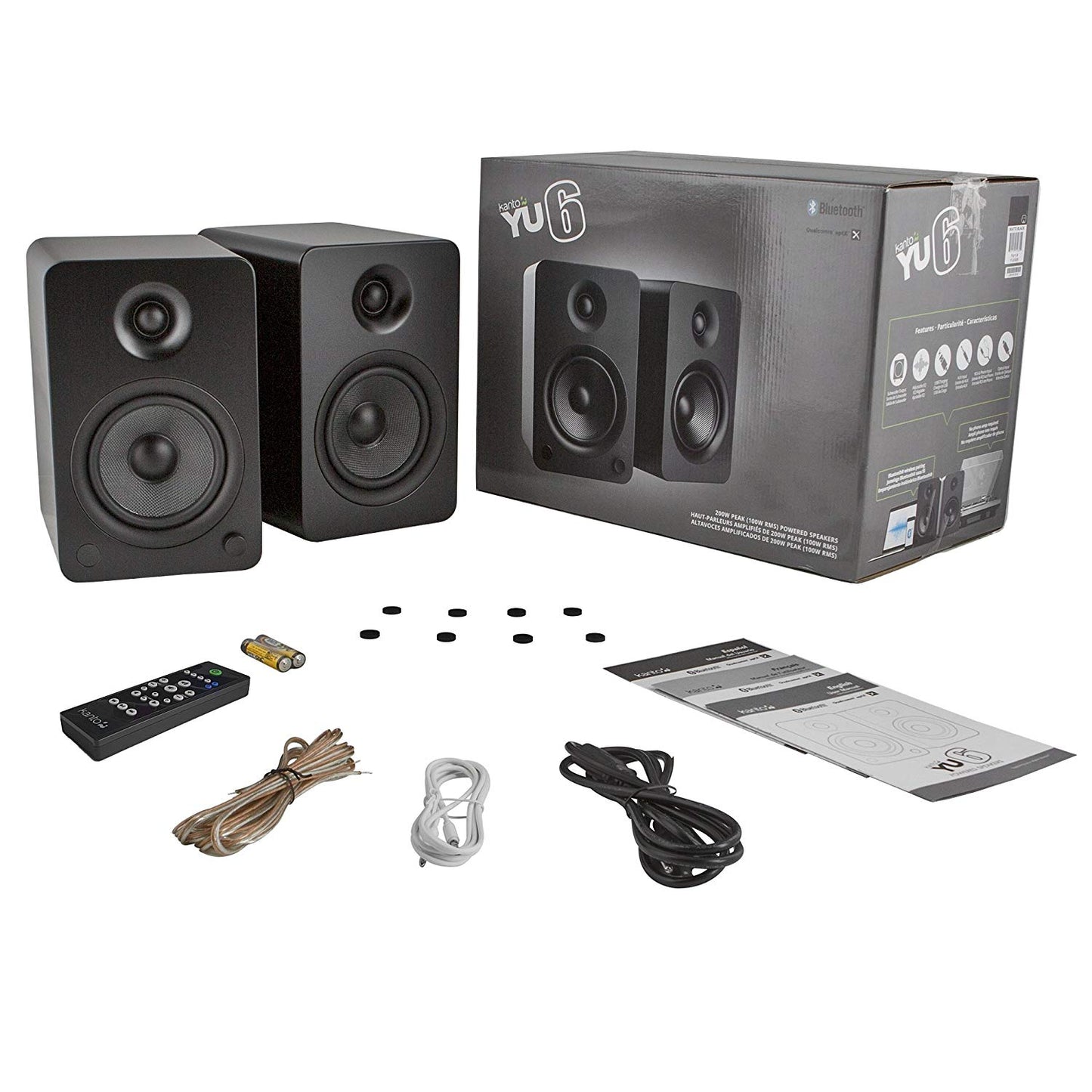 Kanto YU6 Powered Speakers with Bluetooth & Phono Preamp - Matte Black - Powered Speakers - electronicsexpo.com