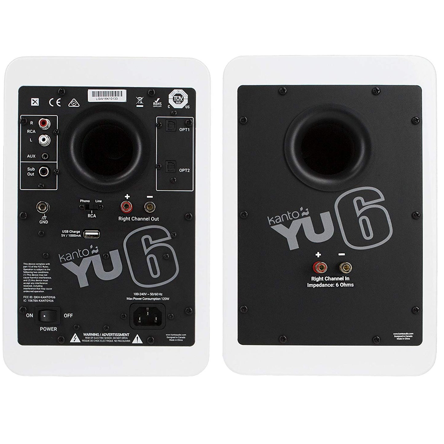 Kanto YU6 Powered Speakers with Bluetooth and Phono Preamp, Gloss White - Powered Speakers - electronicsexpo.com