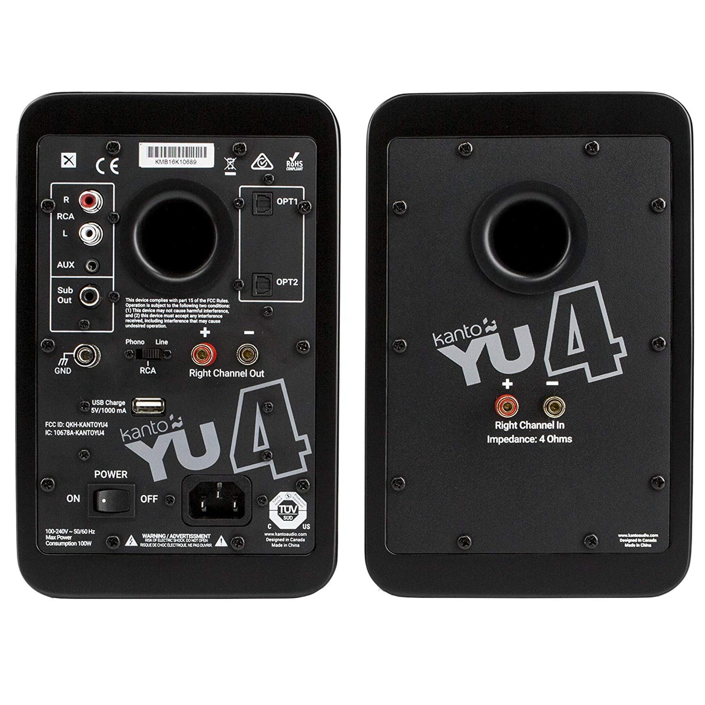 Kanto YU4 Powered Speakers with Bluetooth and Phono Preamp (Pair)