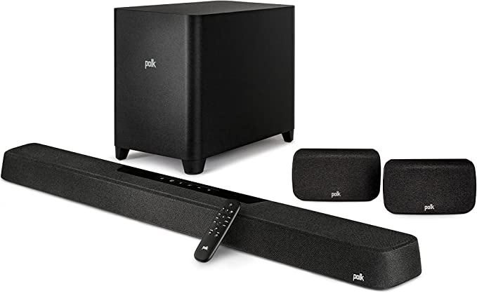 Polk MagniFi Max AX SR 7.1.2 Channel Sound Bar with 10" Wireless Subwoofer & SR2 Surround Speakers (2022 Model)