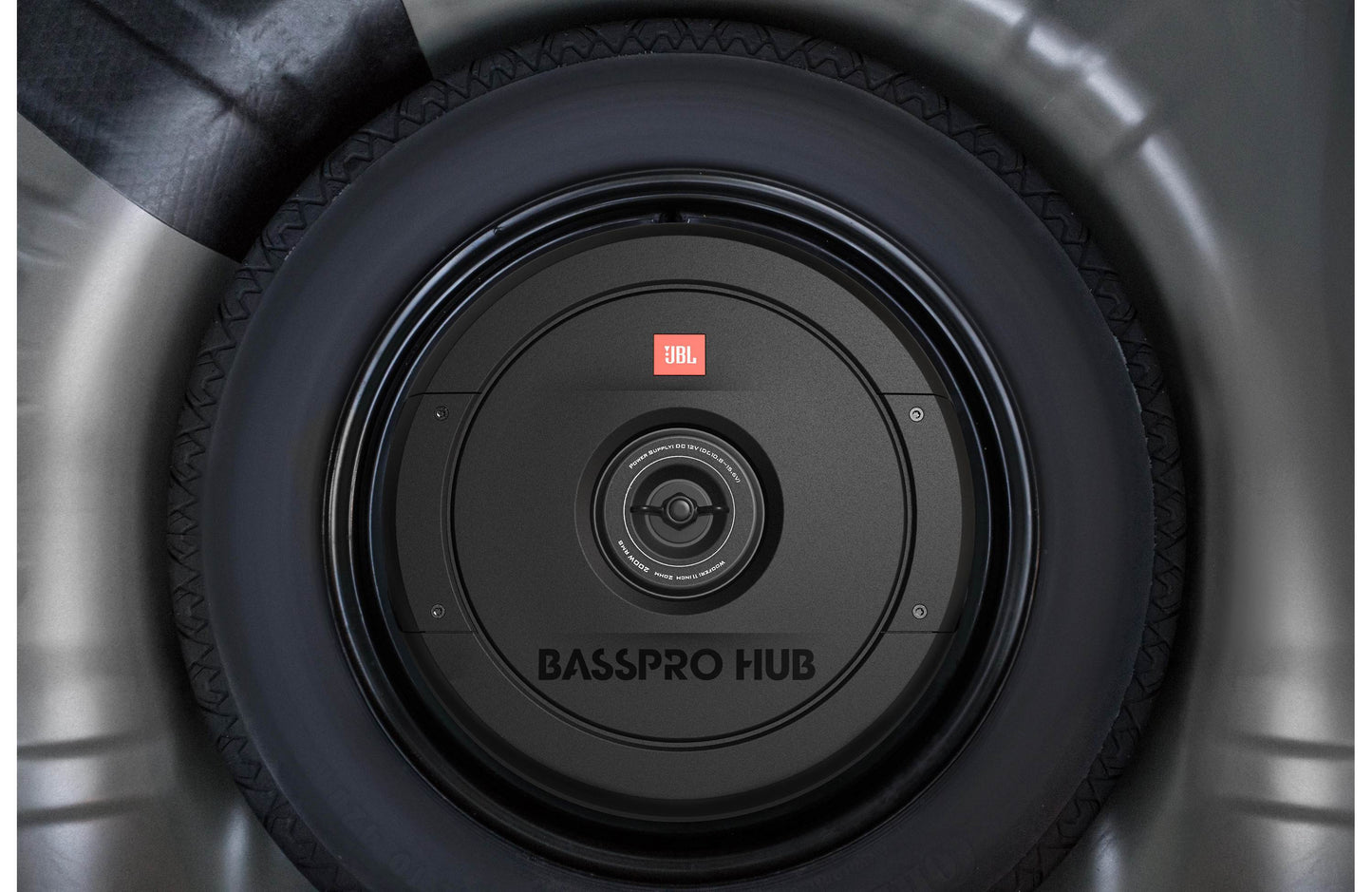 JBL BassPro Hub 11" Spare Tire Subwoofer w/Enclosure and Built-in Amplifier - Car Subwoofers - electronicsexpo.com