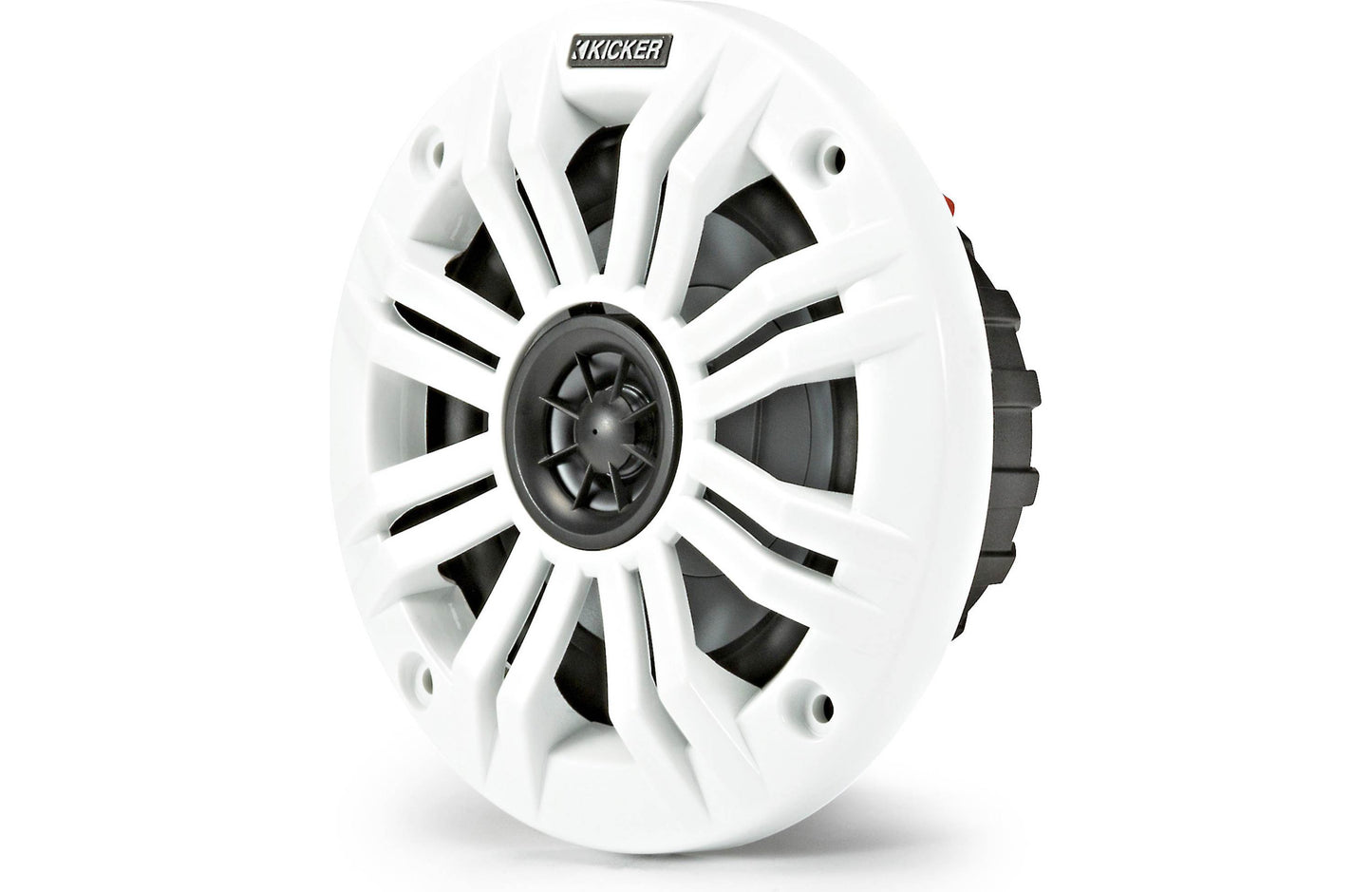 Kicker 45KM44 Universal Weatherproof Coaxial 4" 4-Ohm Audio Speakers with Charcoal and White Grilles (Pair) - Marine Speakers - electronicsexpo.com