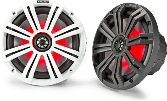 Kicker 45KM84L 8" Full-Range Marine Speakers With LED Lighting (Pair) - Marine Speakers - electronicsexpo.com