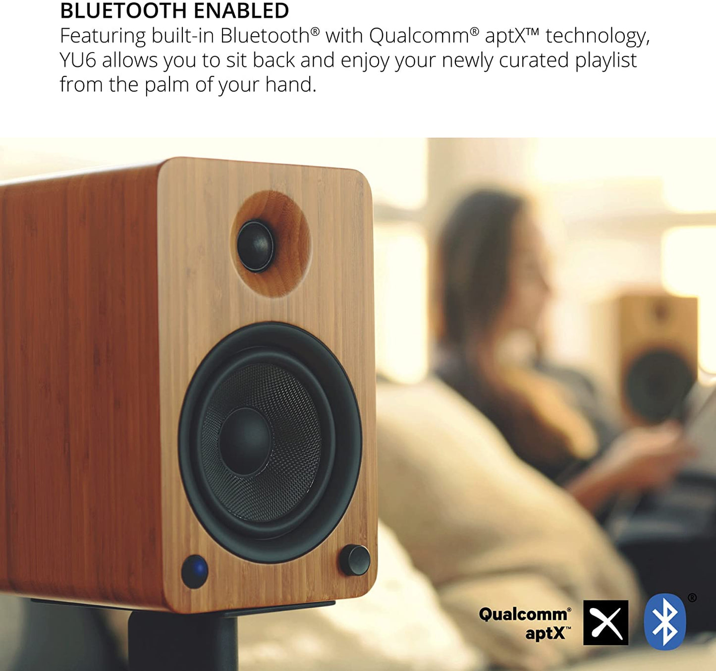 Kanto YU6 Powered Speakers with Bluetooth and Phono Preamp (Bamboo)