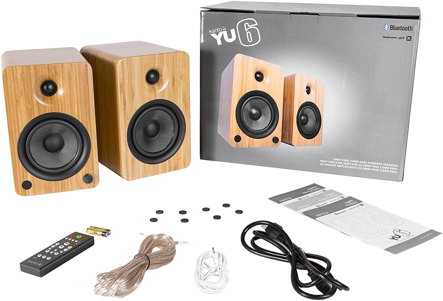 Kanto YU6 Powered Speakers with Bluetooth and Phono Preamp (Bamboo)