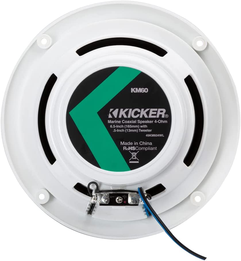 Kicker 49KM604WL KM 6.5" 4Ω Blue LED Marine Coaxial Speakers (Pair)