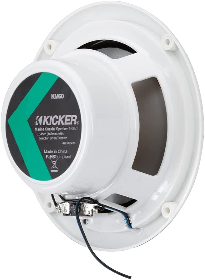 Kicker 49KM604WL KM 6.5" 4Ω Blue LED Marine Coaxial Speakers (Pair)