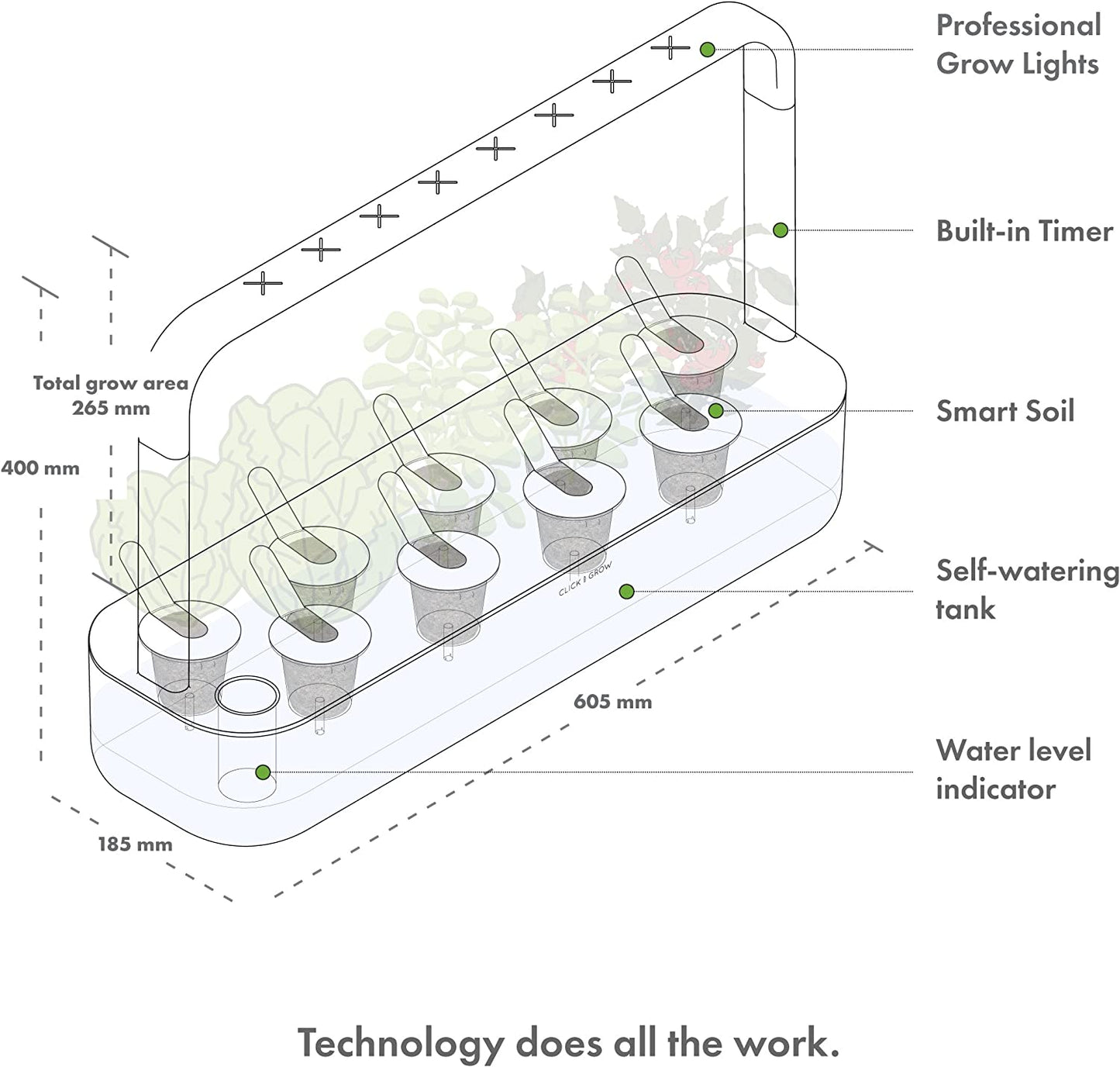 Click & Grow Indoor Herb Garden Kit with Grow Light/Vegetable & Herb Garden Starter Kit with 9 Plant pods