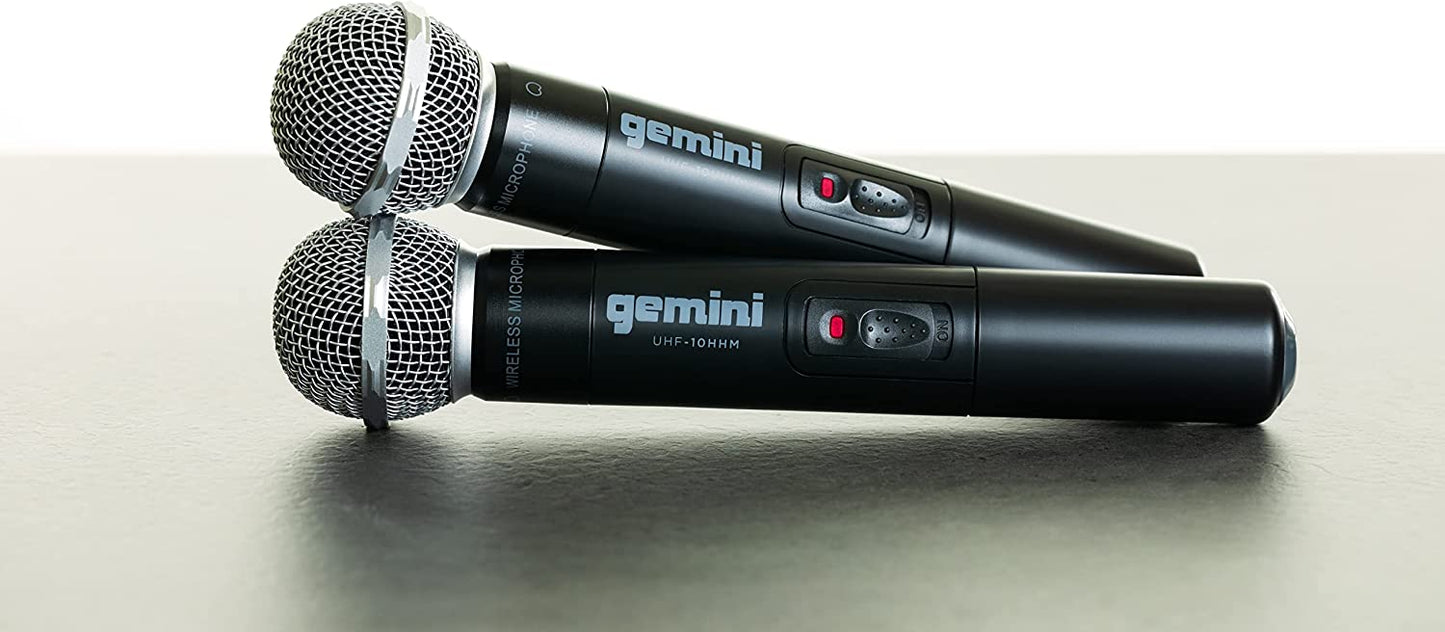 Gemini Sound UHF-02M Professional Audio DJ Equipment Superior Single Channel Dual 2 Wireless Handheld Microphones Receiver System